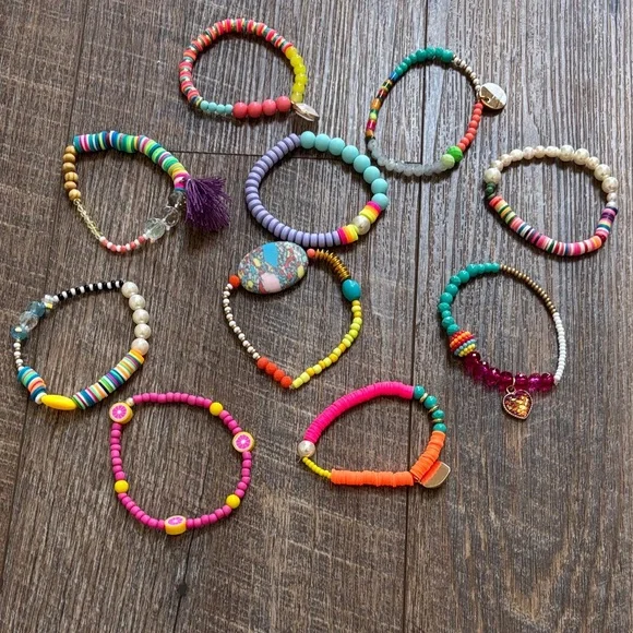 Set of 10 Flirty and Fun Colorful Beaded Bracelets!! These are so fun!! - Picture 2 of 6